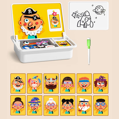 Boîte à puzzle magnétique pour enfants avec jeu et planche à dessi