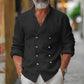 Cardigan Croisé en Coton et Lin pour Homme
